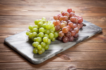 Delicious grapes on a kitchen table