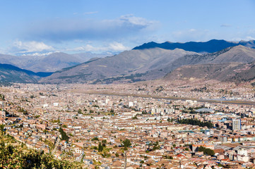 Fototapeta na wymiar Aerial view of the city in Cusco, Peru