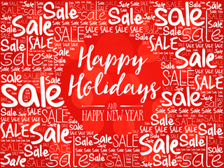 Happy Holidays and Happy new year word cloud background, business concept