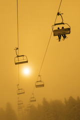 Ski Chair Lift Sunset or Sunrise