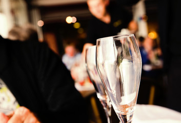 empty glasses for rose wine