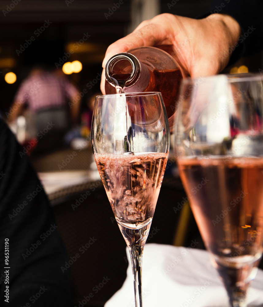 Wall mural two glasses of rose wine