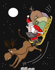 Mobile Santa checking online orders during Christmas - 96531706