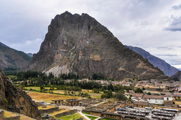 The mountain of Ollantaytambo in the Sacred Valley, Peru