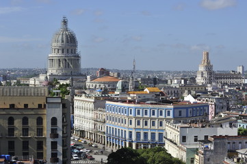 Fototapeta na wymiar Center of the old Havana city in Cuba, view at the architectural monuments. 