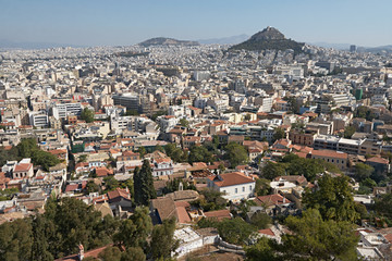 Fototapeta na wymiar Greece, Athens. View of the city and Lycabettus Hill
