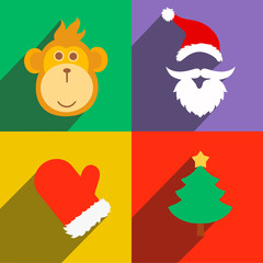 New Year, monkey vector illustration