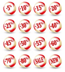 Sale discount percent icons, special offer vector signs.