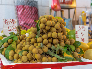 Delicious branches of Longan at the Hong Kong wet market