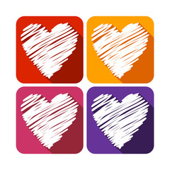 Love Shape Abstract Sketch Flat Rounded Square Icons