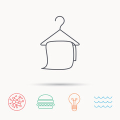 Bath towel icon. Cleaning service sign.