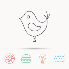 Bird with beak icon. Social media concept sign.