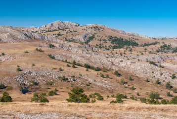 Autumnal landscape in Crimean limestone mountains