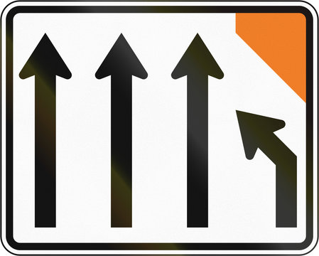 New Zealand Road Sign - Right Lane Closed Ahead