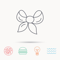 Gift bow icon. Present decoration sign.