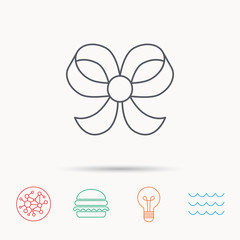Bow icon. Gift bow-knot sign.