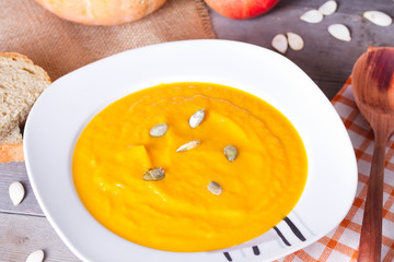 Pumpkin soup and pumpkin seeds