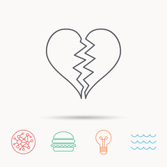 Broken heart icon. Divorce sign.