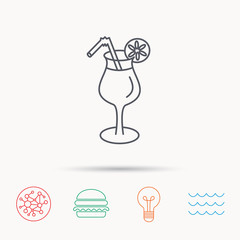 Cocktail icon. Glass of alcohol drink sign.