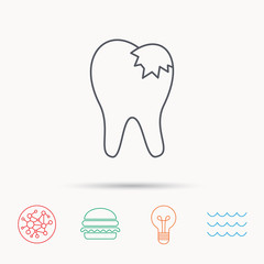 Dental fillings icon. Tooth restoration sign.