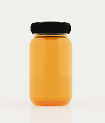 Blank medicine bottle isolated on white background.