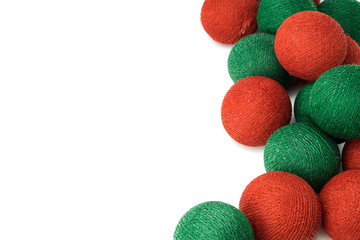 red and green christmas ball isolated on white background