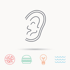 Ear icon. Hear or listen sign.