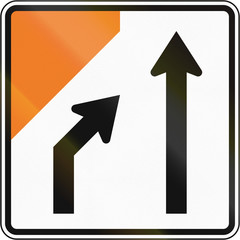 New Zealand road sign - Left lane closed ahead