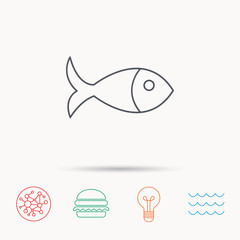 Fish icon. Seafood sign. Vegetarian food symbol.