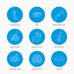 Vein varicose, neurology and trichology icons.