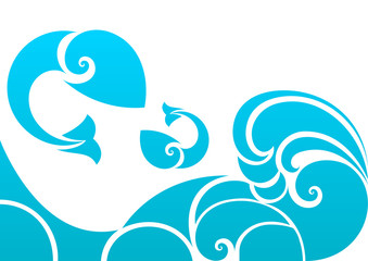 Abstract blue smoke card design with white copy space.