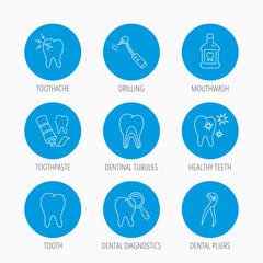 Tooth, stomatology and toothache icons.