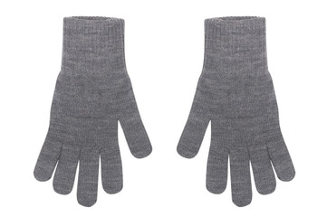 female wool gloves isolated on white