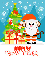 Monkey  Happy New Year card