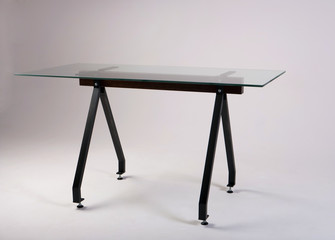 modern glass table studio shot on white background