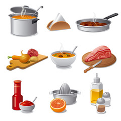 cooking food icon set