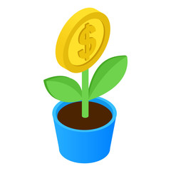 Money tree isometric icon