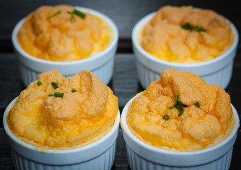 Mini breakfast omelet souffle in the morning