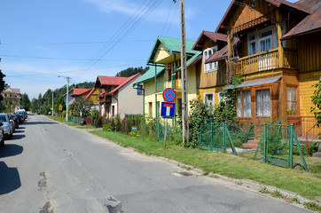 Street in the town (Krościenko in Poland)