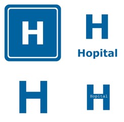 Obraz premium Hôpital en 4 icônes