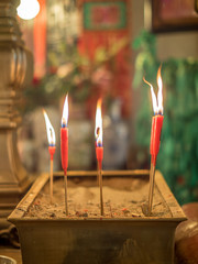 Scented incense sticks in the Buddhist temple of Man Mo