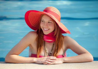 Smiling Woman in Swimming Pool