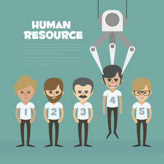 Vector Recruitment concept, human resources concept - Recruitment claw conveyor personal

