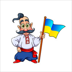 Cossack with Ukrainian flag