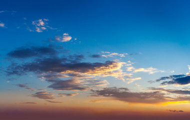 Evening sunset sky with clouds