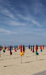 Parasols: plage de Deauville.