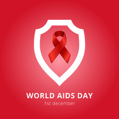 aids vector symbol icon tape red volumetric ribbon illustration with text on red color gradient background