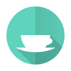 espresso blue flat desgn circle icon with long shadow on white background