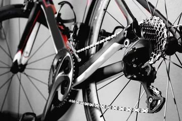 Foto auf Acrylglas Fahrräder Details Fahrradkettenradrahmen