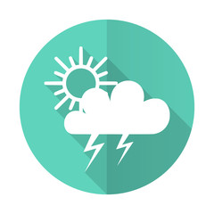 storm blue flat desgn circle icon with long shadow on white background